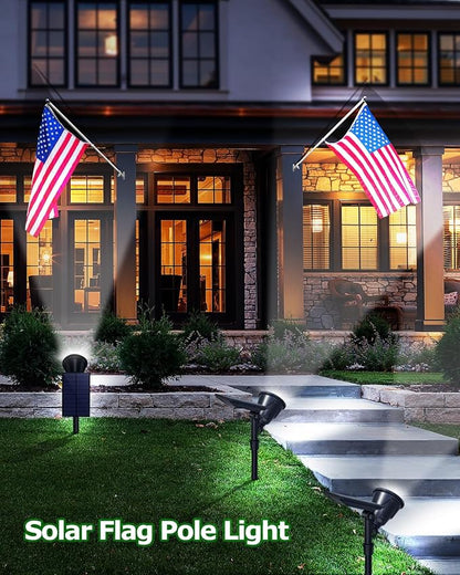Solar Spot Lights Outdoor, Halloween Bright Solar Landscape Spotlights Waterproof 18LED 2-in-1 Solar Powered Flag Light Adjustable Auto On/Off Uplights for Flag Pole Garden Yard 1Pack (Cool White)