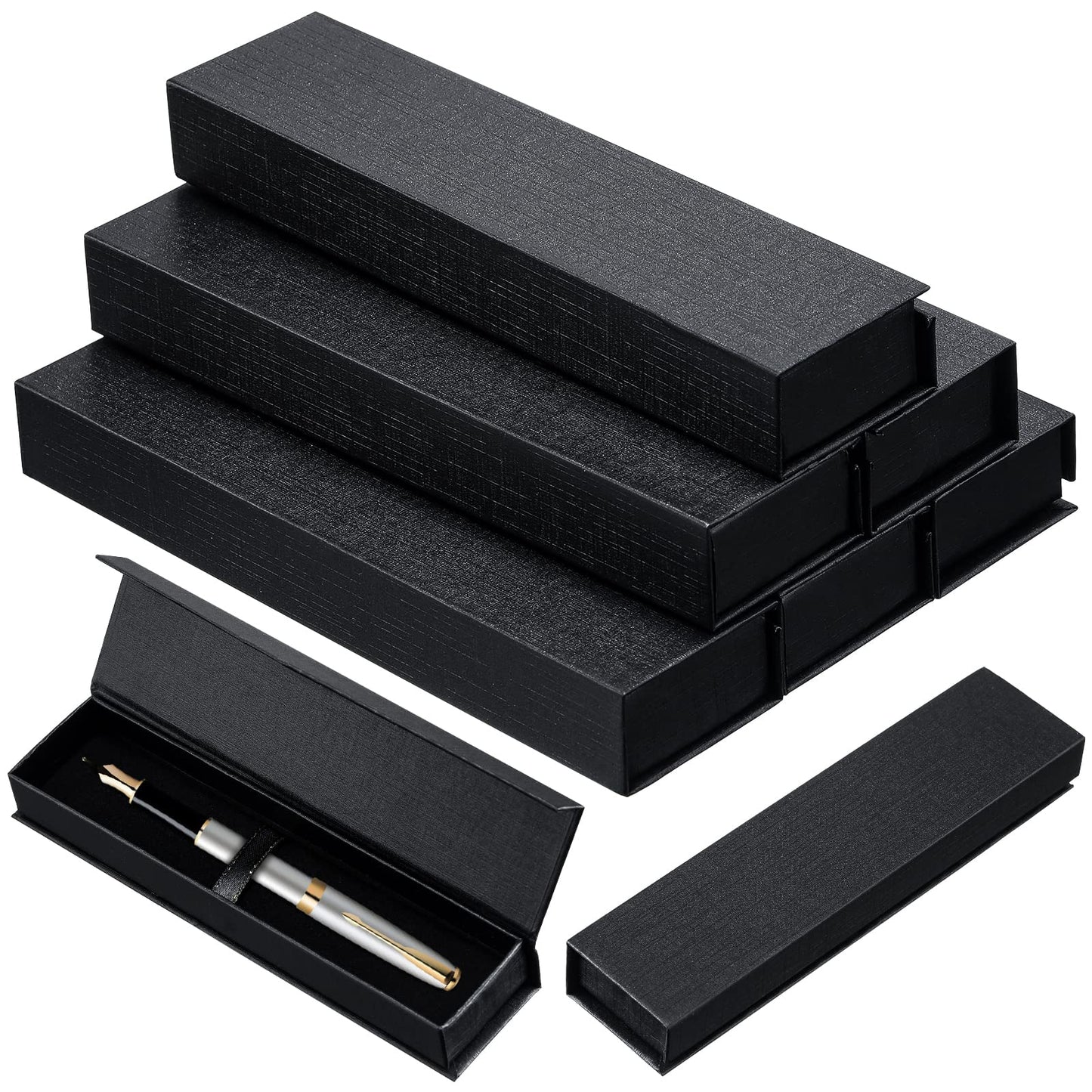 Gersoniel 6 Pcs Pen Boxes Gift Empty Black Pen Case with Cushion Cardboard Box Display Case for Jewelry Gift Birthday Souvenir Presentation Business Christmas Office Supplies