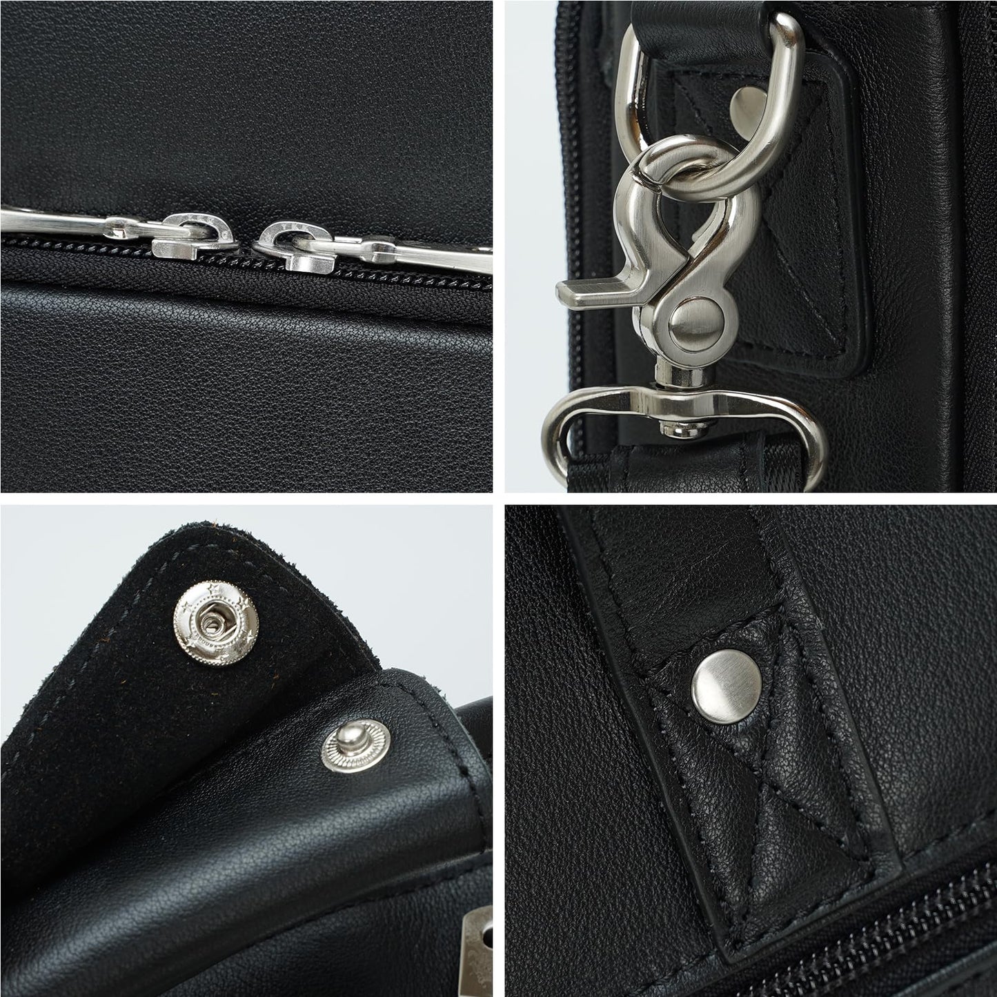 Masa Kawa Black Leather Briefcase for Men 15.6 Inch Laptop Crossbody Shoulder Messenger Professional Office Bag Attache Brief Case Handbag Gifts for Business Travel Work Lawyer, Medium