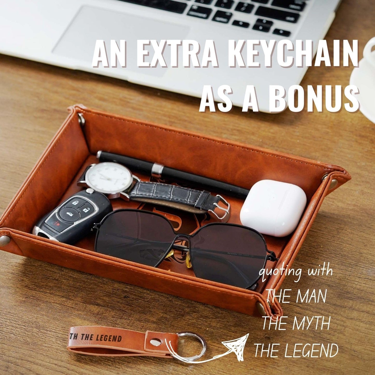 INNObeta Initial Valet Tray, Desktop Storage Organizer, PU Leather Bedside Tray Key Coin Holder, Personalised Gifts for Men, Birthday, Christmas, Letter K