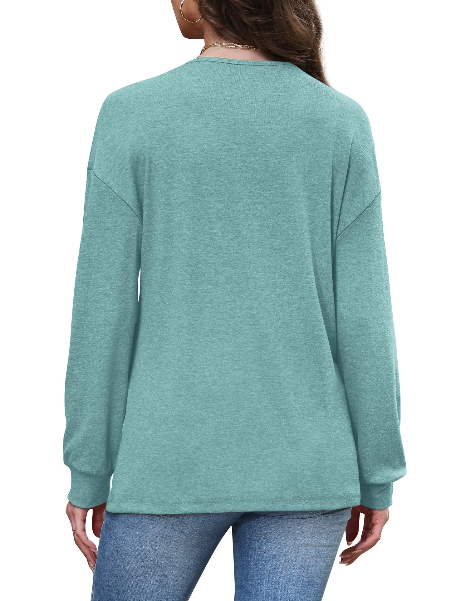 WIHOLL Long Sleeve Shirts for Women V Neck Tops Tunic Fall Winter Sweatshirts 2025 Clothes