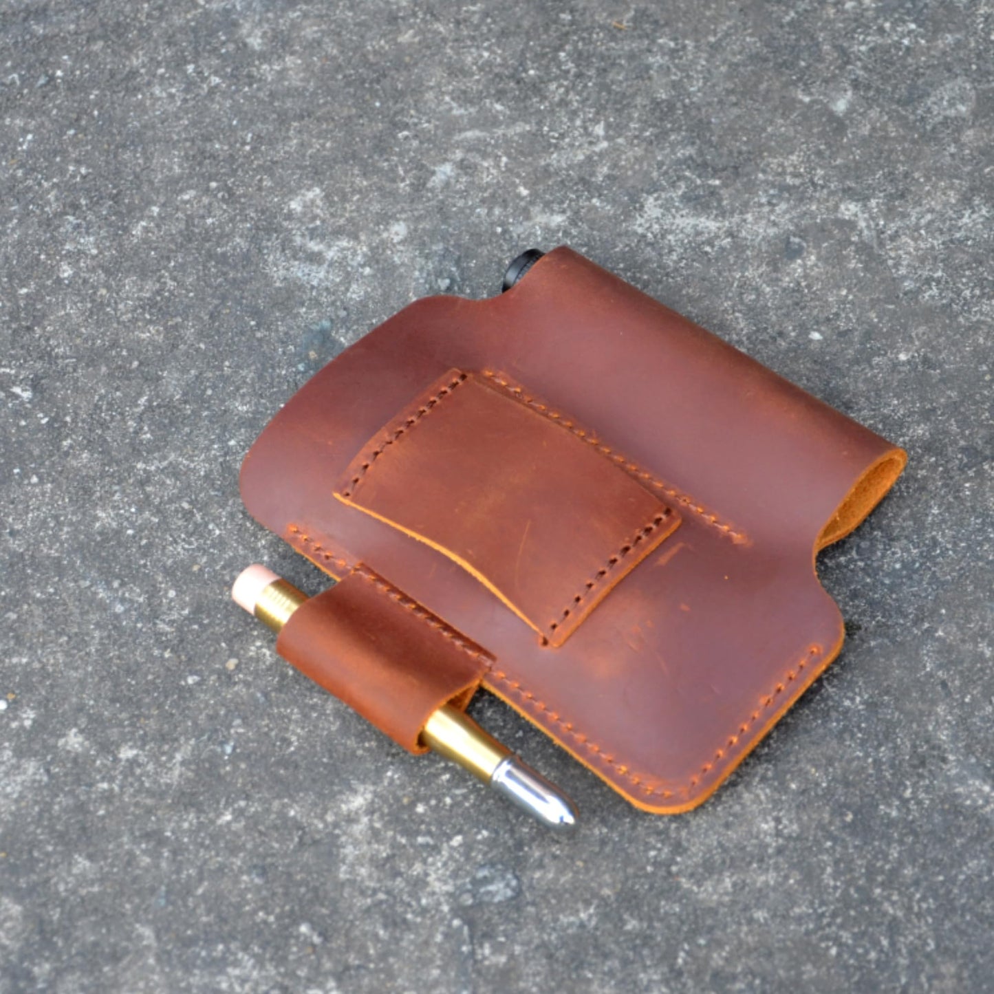 YIYUS Genuine Leather Multitool Belt Sheath Organizer, Leather EDC Pouch for Men, Mini Leather Pocket, Flashlight Holder, Pen Holder, Sheath Holster Brown