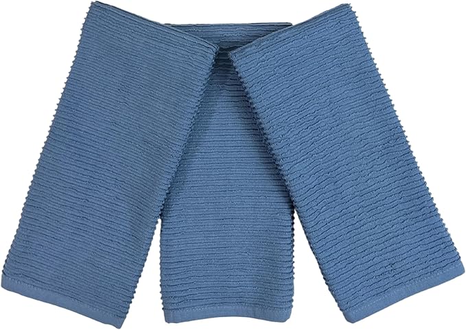 Chambray Light Blue Kitchen Hand Dish Towels: Oversized 28" x 18", 100% Cotton