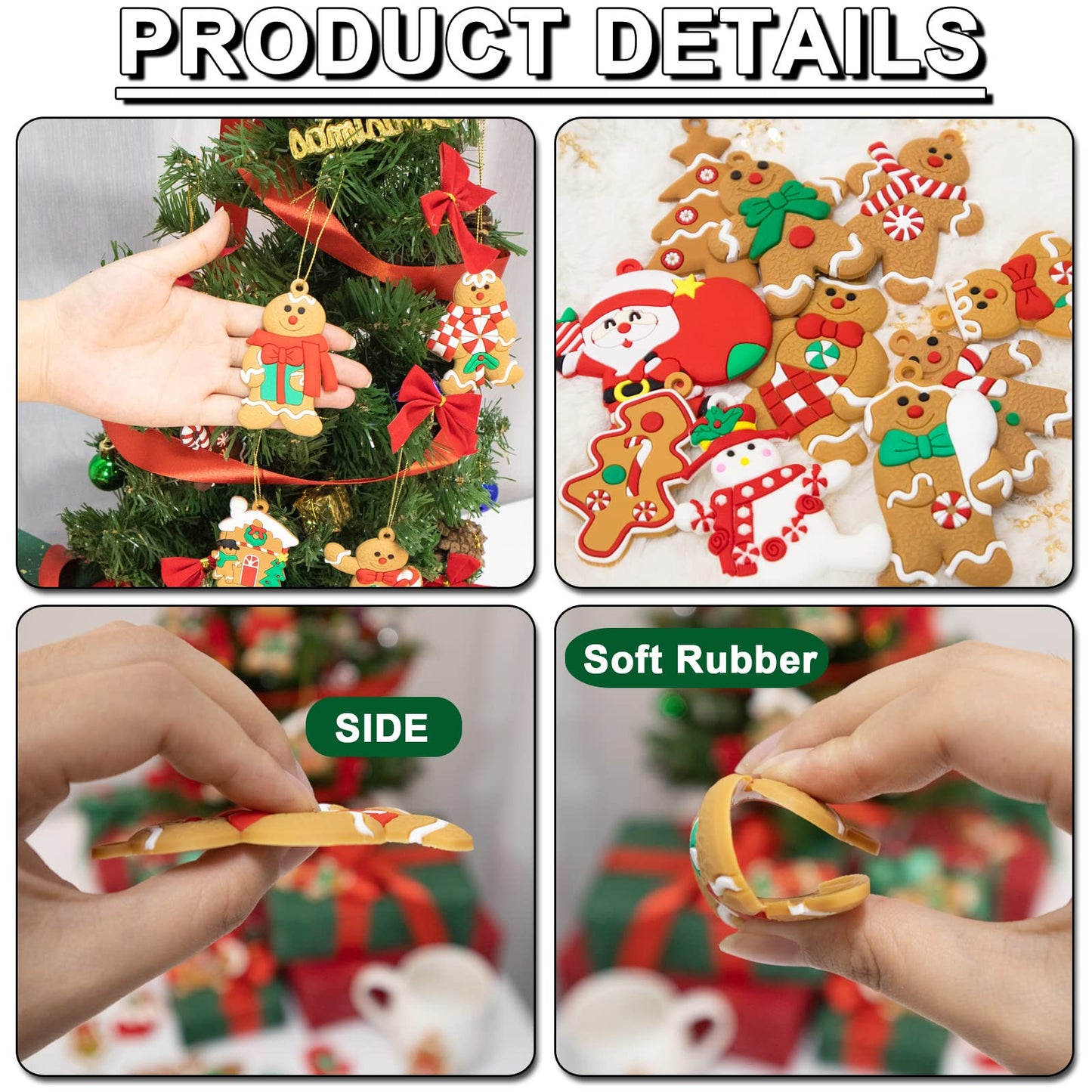 34 Pack Large Christmas Gingerbread Ornaments Set Gingerbread Man Ornaments Ginger Man with Strings Figurine Hanging Ornaments for Christmas Tree Decorations