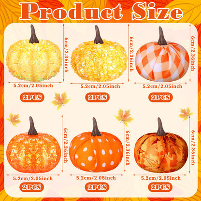 Libima 12 Pcs Thanksgiving Pumpkin Tree Ornament Fall Tree Decorations Hanging Mini Pumpkin Ball Decorations Farmhouse Ornaments for Autumn Thanksgiving Halloween Christmas (Cute)