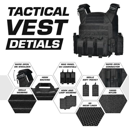 GFIRE Tactical Vest Quick Release Lightweight Vest Adjustable Breathable Weighted Vest for Training