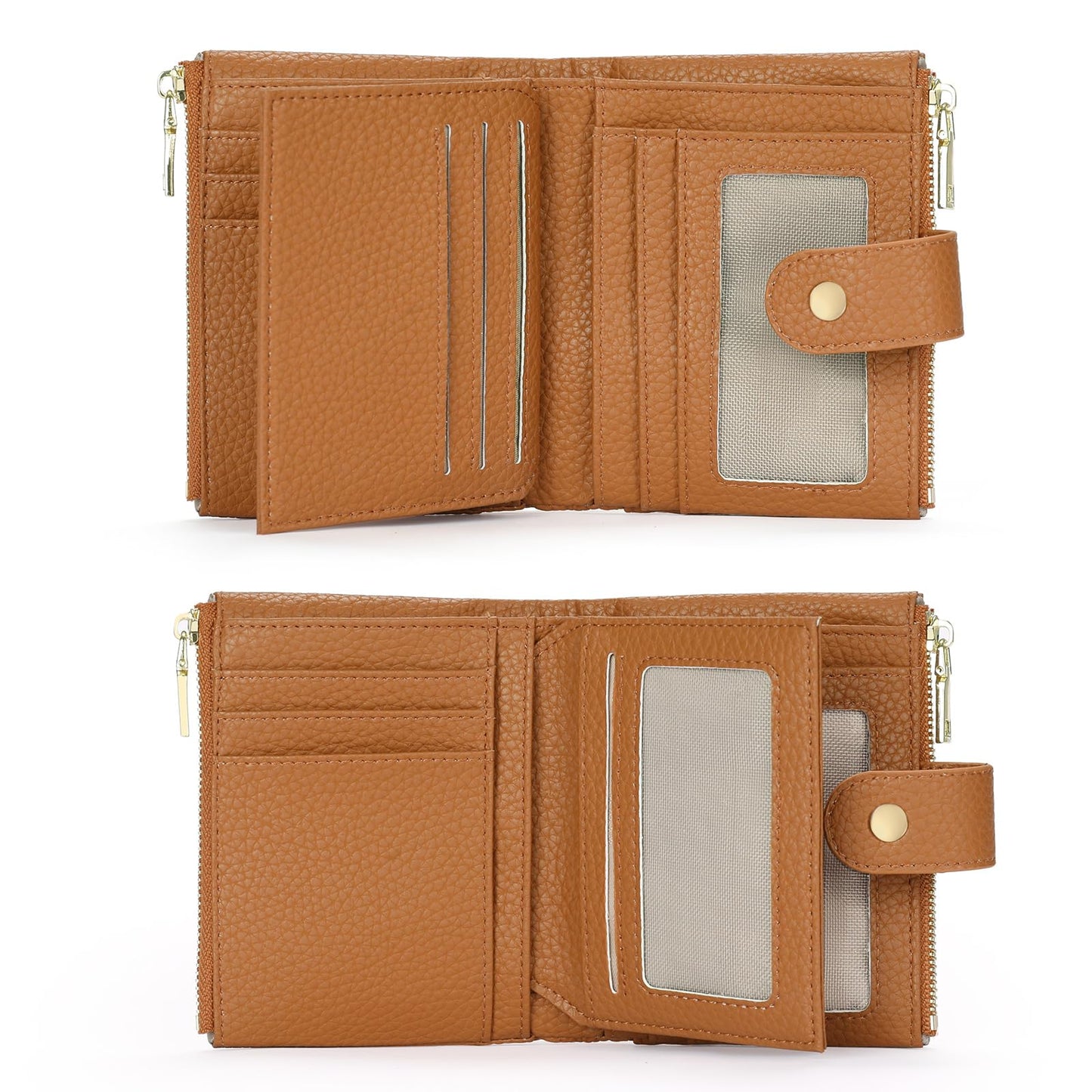 GOIACII Small Wallet for Women with Double Zipper Pocket RFID Blocking Ladies Wallet Leather