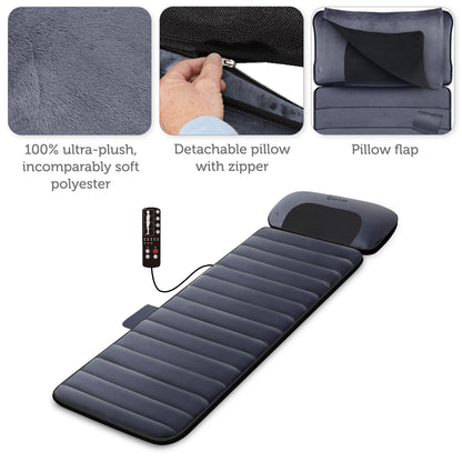 COMFIER Full Body Massage Mat with Movable Neck Pillow, 10 Vibrating Motors & 4 Heating Pads, Back Massage Pad, Father's Day Gifts for Dad Men