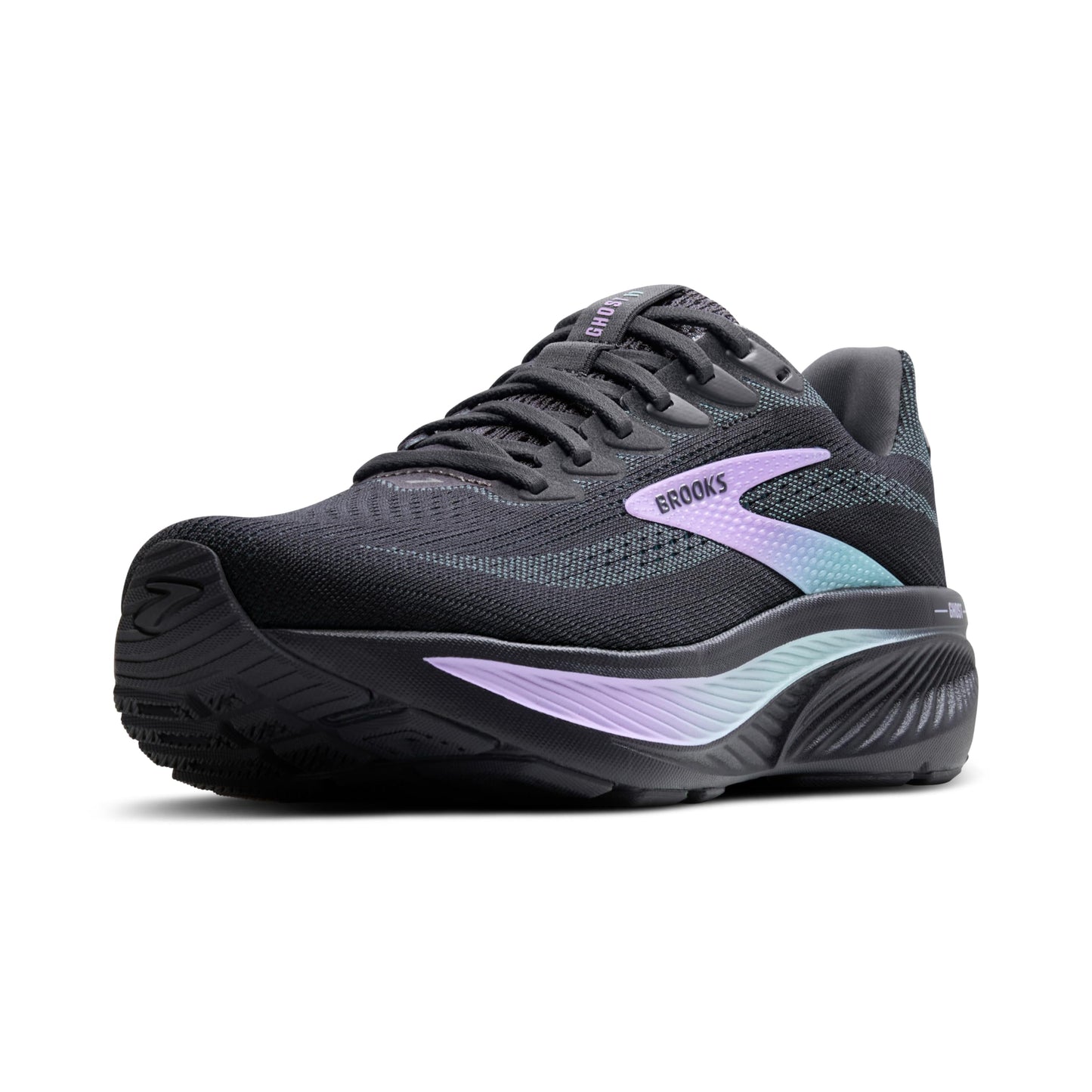 Brooks Women’s Ghost 17 Neutral Running Shoe - Grey/Clearwater/Purple - 9 Wide