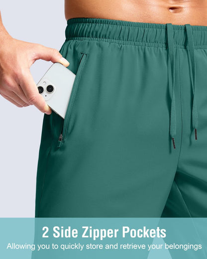 G Gradual Men's Athletic Running Shorts with Zipper Pockets Quick Dry 7"/ 5"/ 9" Workout Gym Shorts for Basketball Hiking(Rainforest Green,7XXXL)