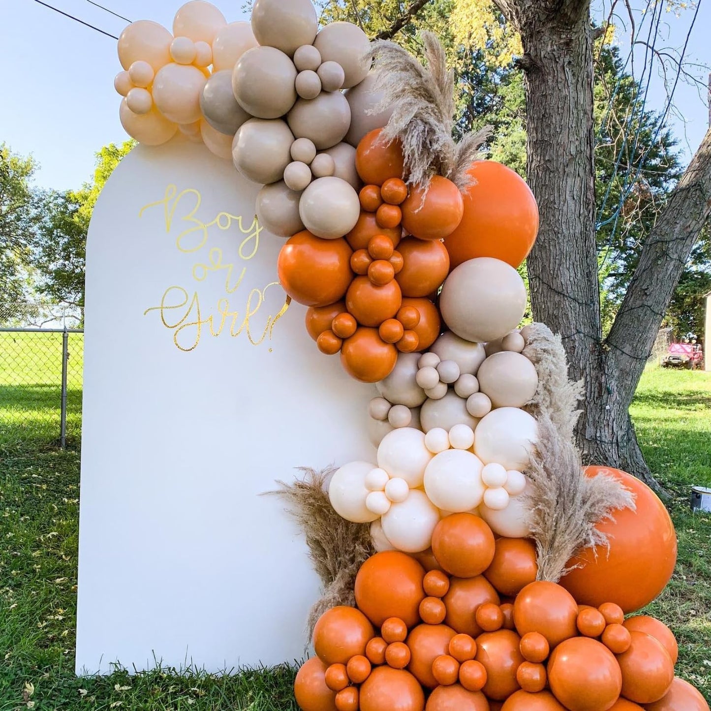 Fall Balloon Arch Kit, 108 Pcs Burnt Orange Balloons Garland Kit with Terracotta Ivory White Apricot Latex Balloon Metallic Gold for Kids Boho Baby Shower Birthday Wedding Celebration Party Decoration