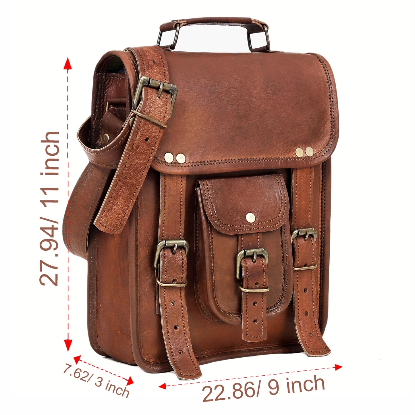 Vintage Genuine Leather iPad/Tablet/tab/Kindle Satchel Cross Body Shoulder Messenger Bag (11 X 9 Inch) (11 inch)
