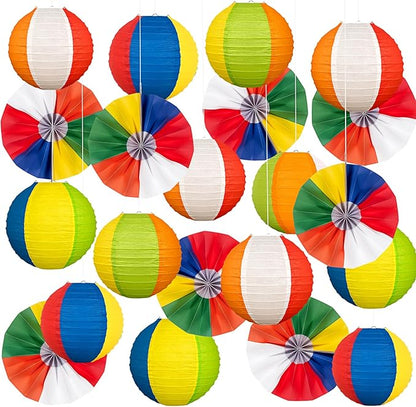 36Pcs Summer Beach Party Decorations Paper Lanterns Paper Fans - Luau Pool Hawaiian Tropical Themed Hanging Decor for Home Birthday Outdoor Indoor