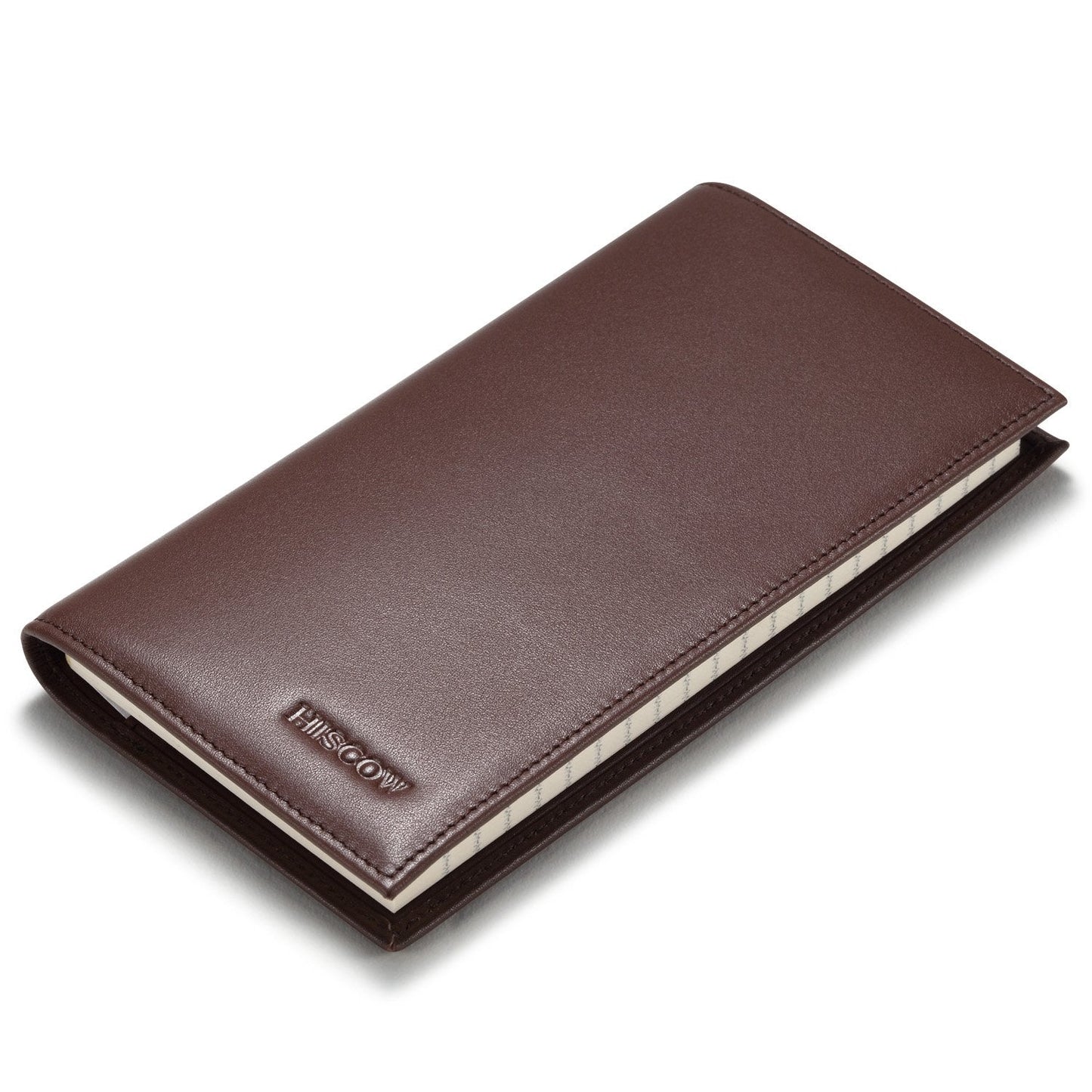 HISCOW Minimalist Leather Checkbook Cover for Men & Women - Italian Calfskin (Brown)
