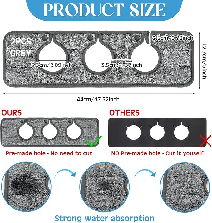 2 Pcs Faucet Mat for Kitchen Sink Splash Guard for Kitchen Sink Faucet Dish