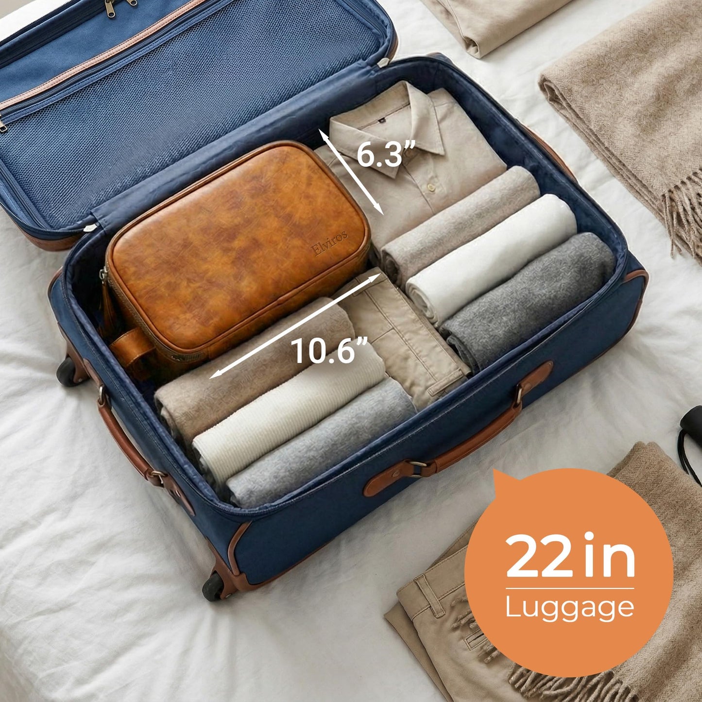 Elviros Toiletry Bag for Men, Large Travel Shaving Dopp Kit Water-resistant Bathroom Toiletries Organizer PU Leather Cosmetic Bags Fathers Day Gift (Medium, Brown)