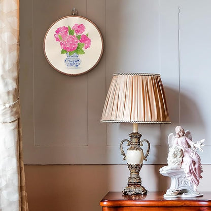 Threegoat Chinoiserie Spring Floral Framed Round Wall Art,Blue and White Hydrangea Flowers Wall Art Decor for Bedroom,Vintage Wall Hanging Decor for Grand Millenial Grandmillennial Home - A07