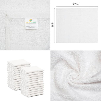 24 Pcs White 16x27 Inch Cotton Blend Economy Hand Towels Salon/Gym/Hotel Super