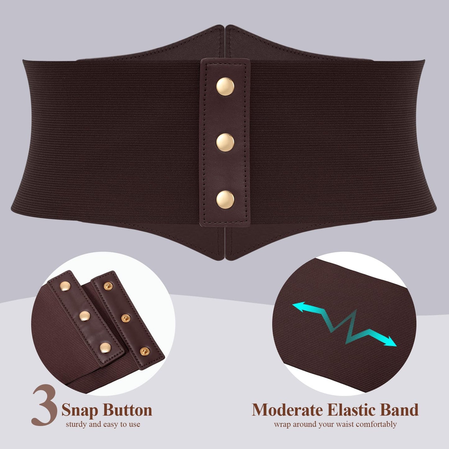 JKEEMI Women Corset Belt Wide Stretchy Waspie Elastic Waist Belt with Gold Buckle for Daily Cosplay Halloween Costume