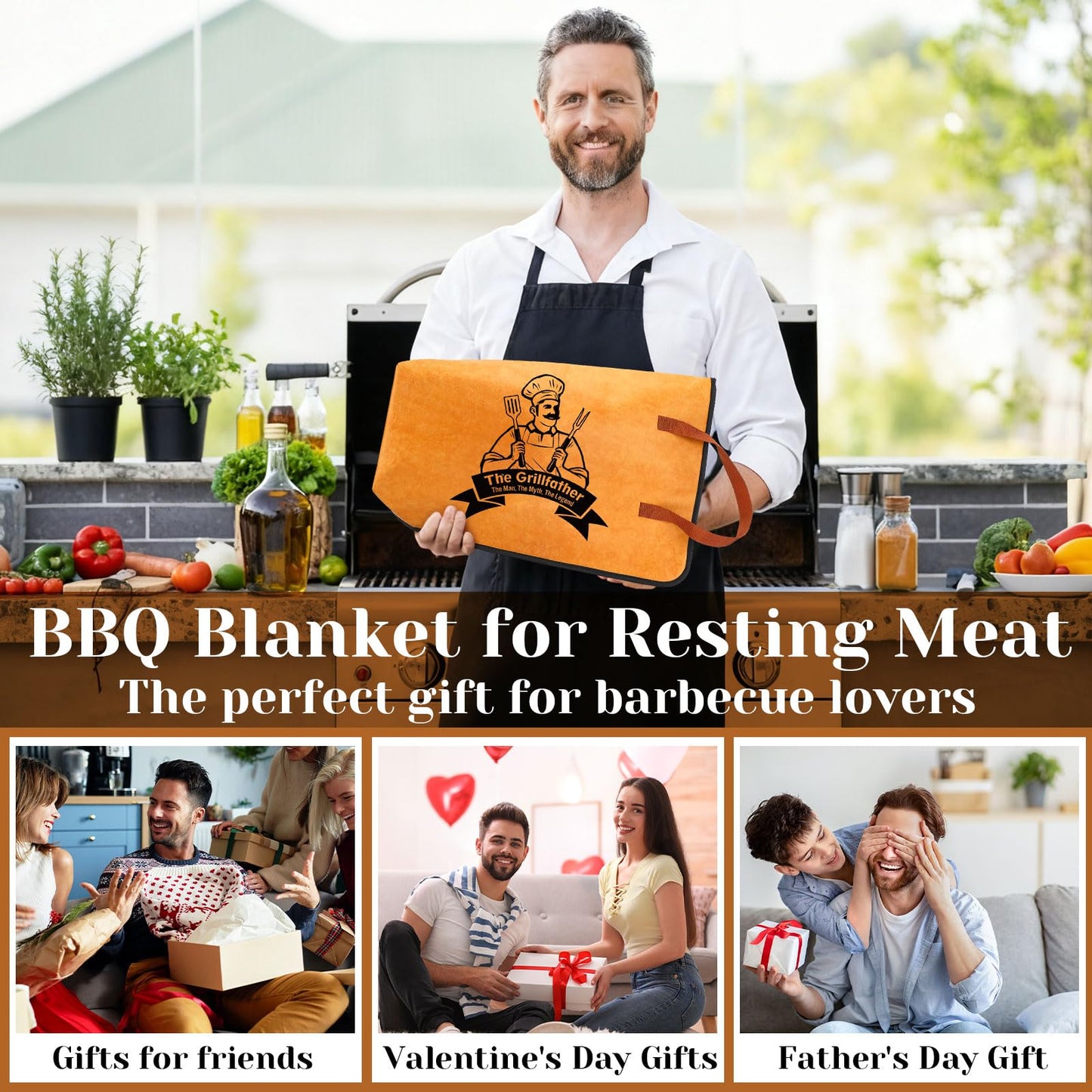 Frienda 21" BBQ Meat Resting Bag with 50 Sheets Butcher Paper, Insulated BBQ Blanket for Brisket, Leakproof Thermal Cooler Bag, Father's Day Smoker Accessories Grilling Gift for Men Dad(Yellow)