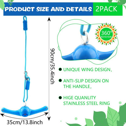 Restroma 2 Pack Ninja Twist Swing 360° Handle Twist Playset Ninja Line Toys Jungle Gym Accessories for Kids Boys Girls Playground Backyard Swing Set Attachments