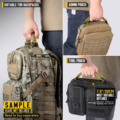Pitozer Tactical Paracord Handle，9-core Weaving Paracord Strap for Backpack Handle Replacement，Molle Attachment with Plastic Clips for Tactical Bag Accessory,Sling Bags(7.9"/20cm Optimal spacing)