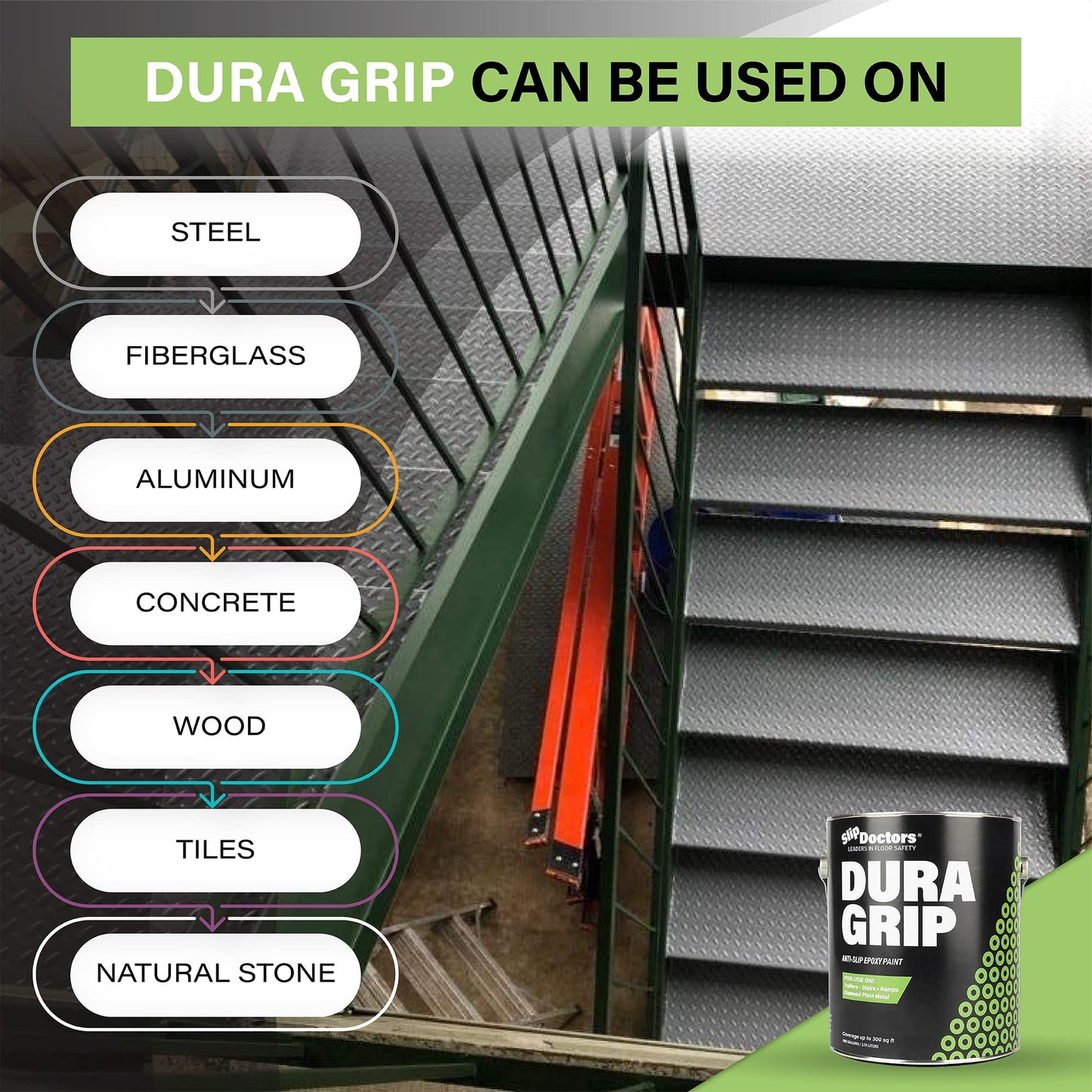 Dura Grip Anti-Slip Paint for Concrete, Wood, Tile and Metal – Non-Skid Coating for Floor, Decking and Ramps – Gallon (Sand)