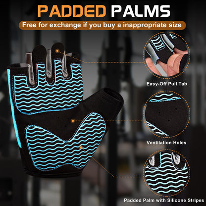 Sunnex Gym Gloves - Fingerless, Breathable Workout Gloves for Weightlifting, Cycling & More
