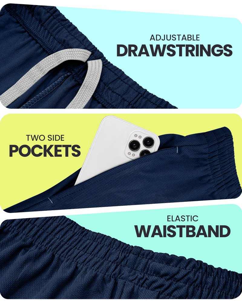 NY Threads Men's Athletic Shorts Quick Dry Loose-Fit Lightweight Running Workout Gym Shorts with Pockets, 3X-Large, Navy