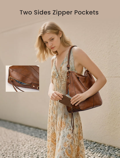 Handbags for Women Large Designer Ladies Hobo bag Bucket Purse Faux Leather