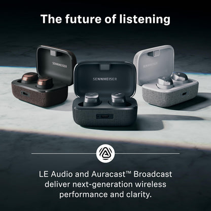 Sennheiser Momentum True Wireless 4 Smart Earbuds, Bluetooth 5.4, Crystal-Clear Sound, Noise Cancelling Earbuds, Comfortable Design, 30-Hour Battery, Adaptive ANC, LE Audio, Auracast – White