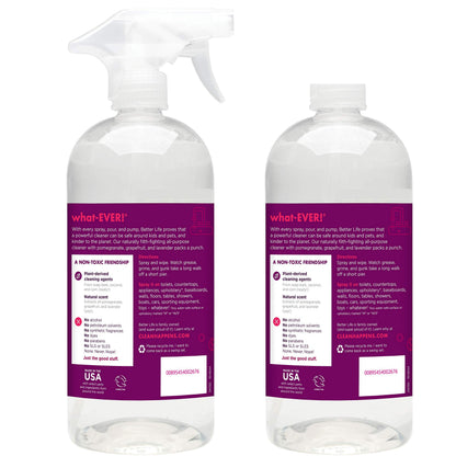 Better Life All Purpose Cleaner - Multipurpose Home and Kitchen Cleaning Spray for Glass, Countertops, Appliances, Upholstery & More - Multi-surface Spray Cleaner - 32oz (Pack of 2) Unscented
