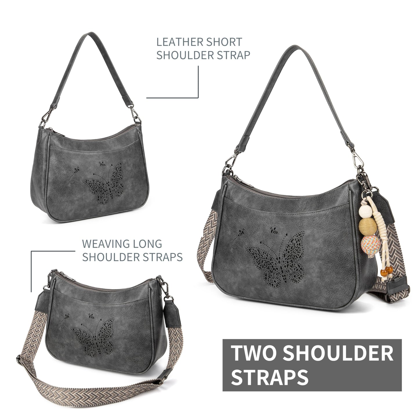 TAOSITUUE Leather Crossbody Purse for Women Shoulder Handbag medium size purses for women with Adjustable Strap Carved Pattern