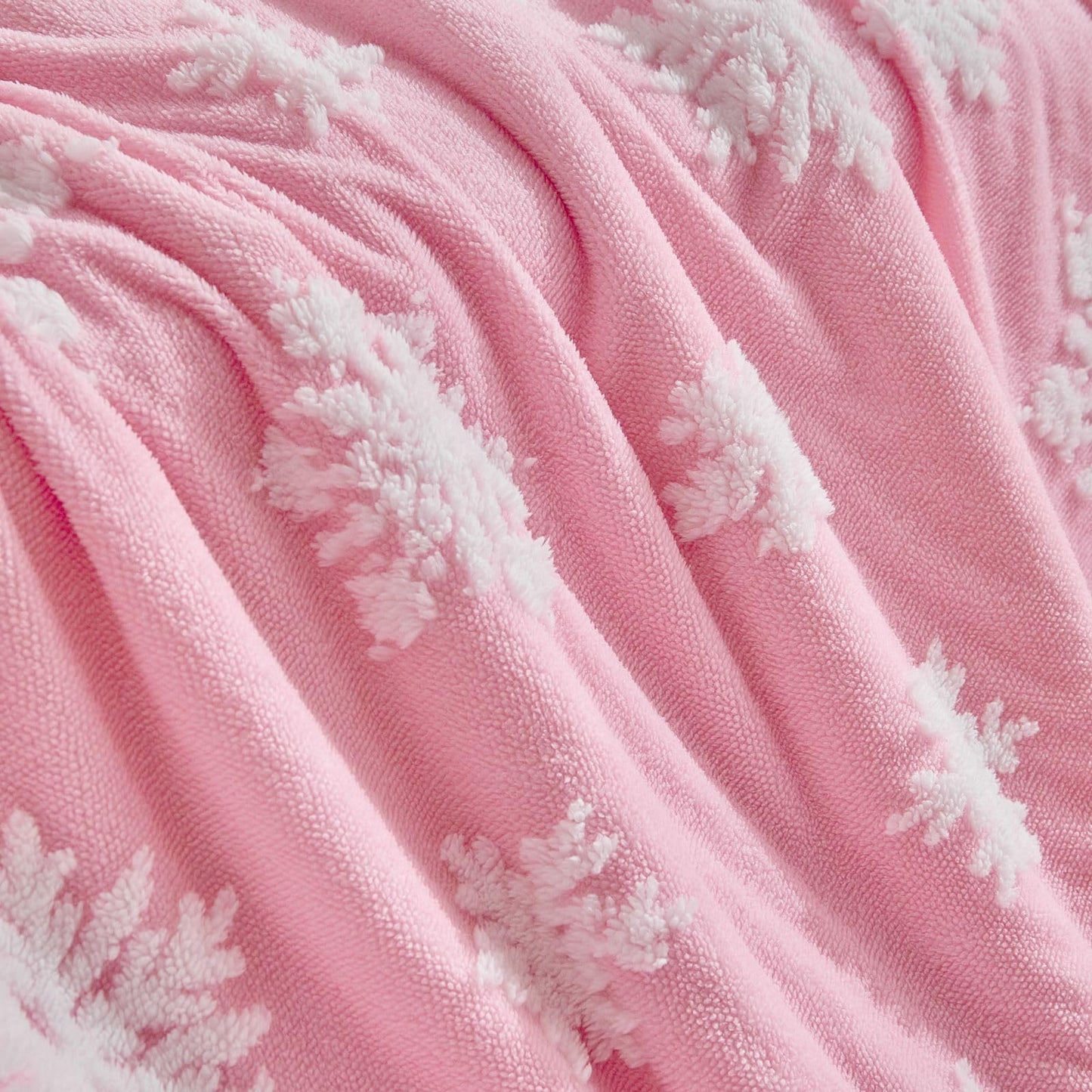 LenLuck Pink Christmas Blanket 50"x60", Soft Flannel Fleece Front & Sherpa Back, Snowflakes Throw Blanket for Couch, Fluffy Fuzzy Blanket, Christmas Decor Gift for Women, Men