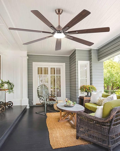 72" Oil Rubbed Bronze Smart Ceiling Fan with Light via WiFi Alexa,6-Speeds Quiet DC Motor,Dimmable,Outdoor Antique Bronze Large Ceiling Fan for Living Room,Patio,Dual Finish 7 Blades