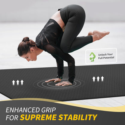 CAMBIVO Large Yoga Mat (6'x 4'), Extra Wide Workout Mat for Men and Women, Yoga Mat Thick 1/3 &1/4 Exercise Mats for Home Workout, Yoga, Pilates (Black,1/4 inch)