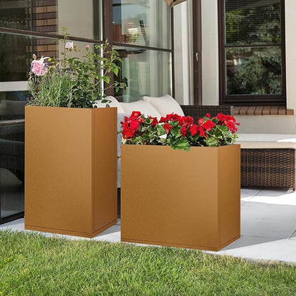 Corten Steel Planter Box 36"x12"x28", Metal Planter Spliced Flower Pot with Partitions, Outdoor & Indoor Large Rectangular Planter Box for Porch, Patio, Garden, Commercial Décor