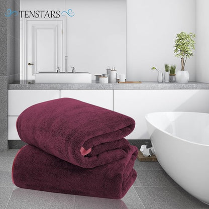 TENSTARS Silk Hemming Bath Towels