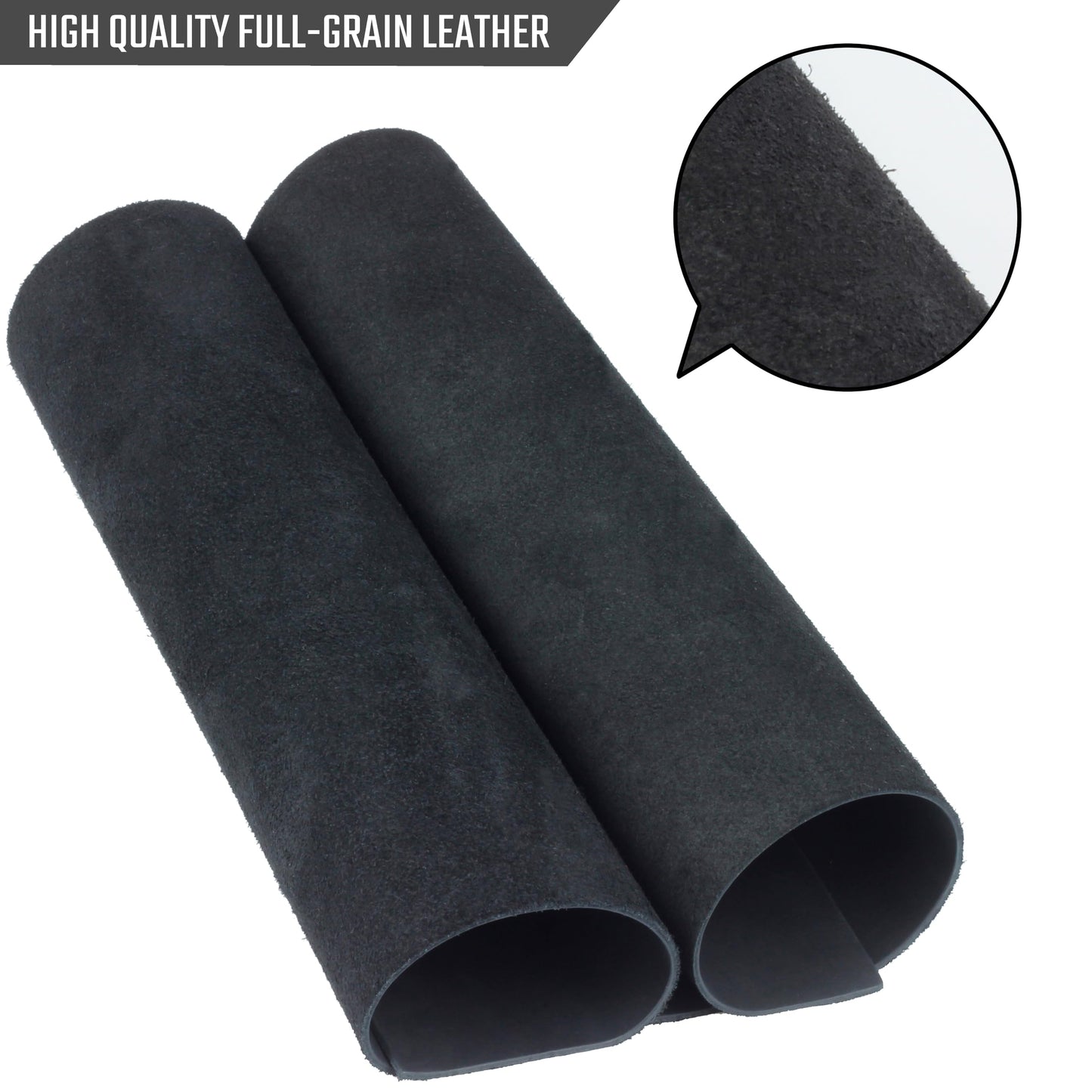 Real Leather Tooling - Thick Crazy Horse Leather Sheets for Crafting, Wallets - Not Faux (Black, 12"x12")