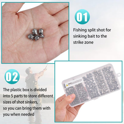 Split Shot Fishing Weights Kit, 180/210pcs Removable Round Fishing Weights Sinkers Clip On Shot Weights Fly Fishing Line Sinkers Fishing Sinkers for Freshwater Saltwater