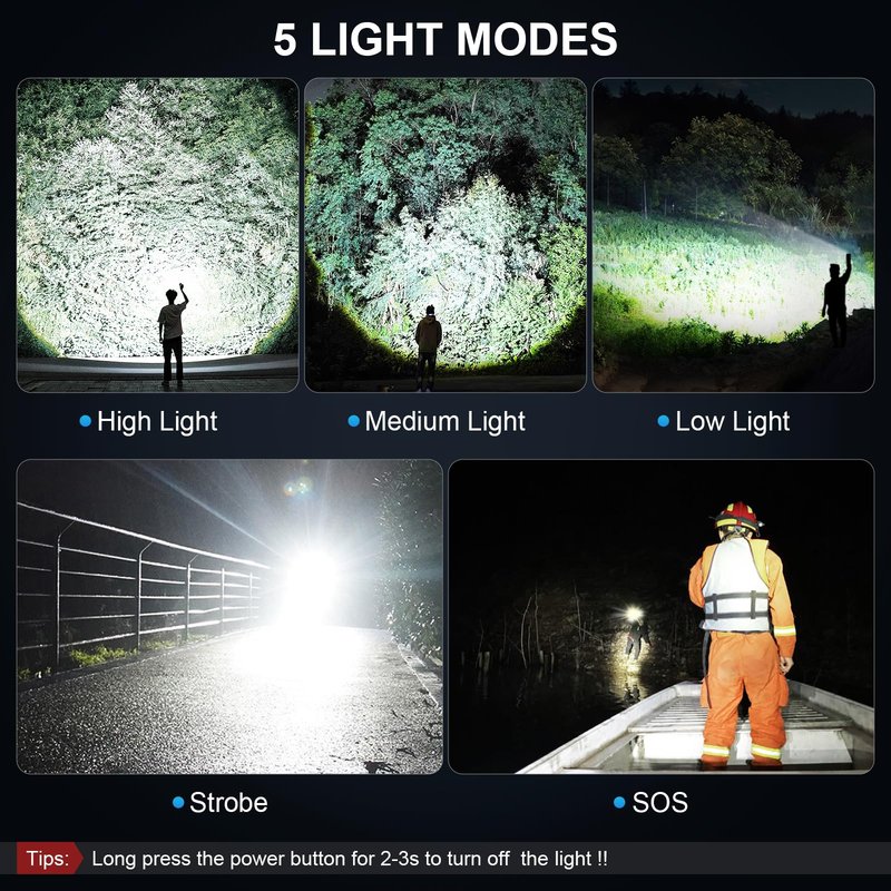 3 Pack Rechargeable Flashlights High Lumens, 99000LM Super Bright LED Flashlight, Adjustable Powerful Flash Light with 5 Modes & USB Cable, Waterproof Handheld Flashlight for Home Camping Outdoor