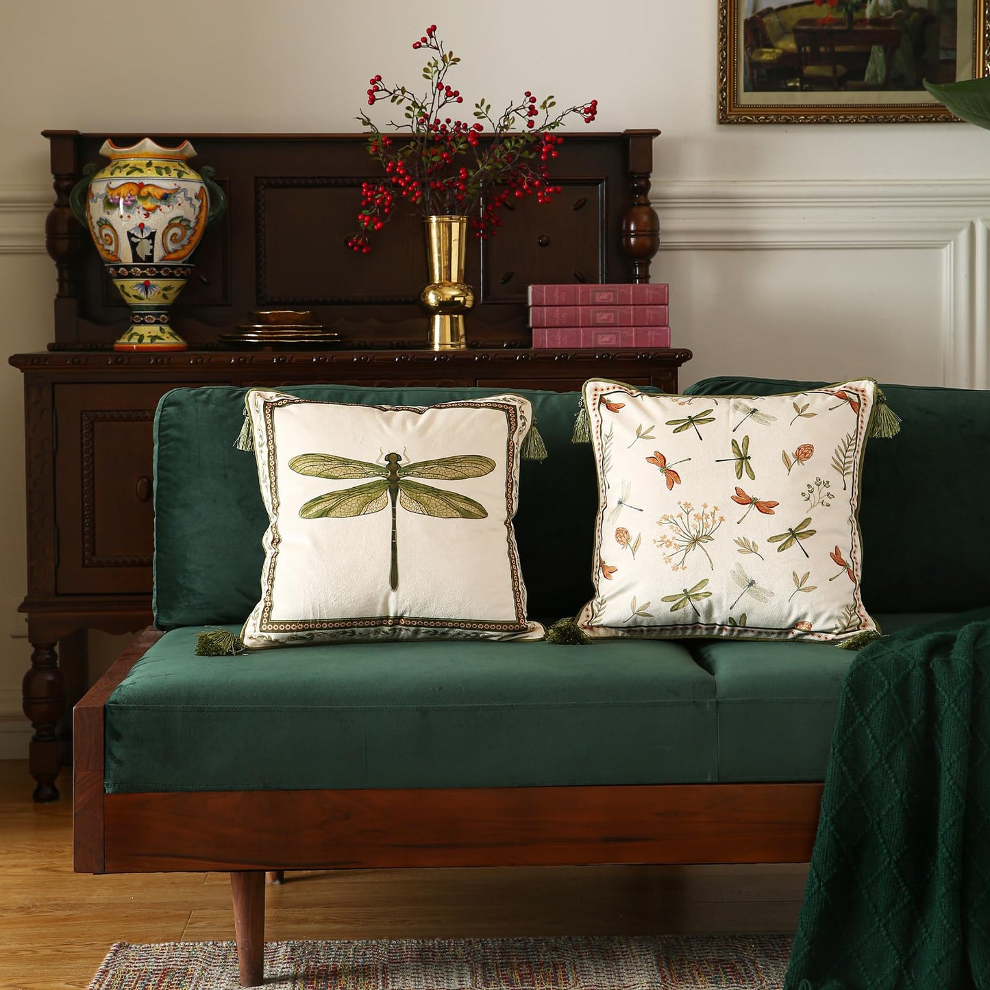 ISAENNE Designer Velvet Throw Pillow Covers,18"x18" Set of 2-Grace B
