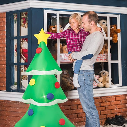 4FT Inflatable Christmas Tree with LED Lights, Blow-Up Christmas Decoration for Indoor/Outdoor Yard, Includes Air Blower, Festive Xmas Decor for Home, Party, Lawn, Easy Setup Christmas Ornament