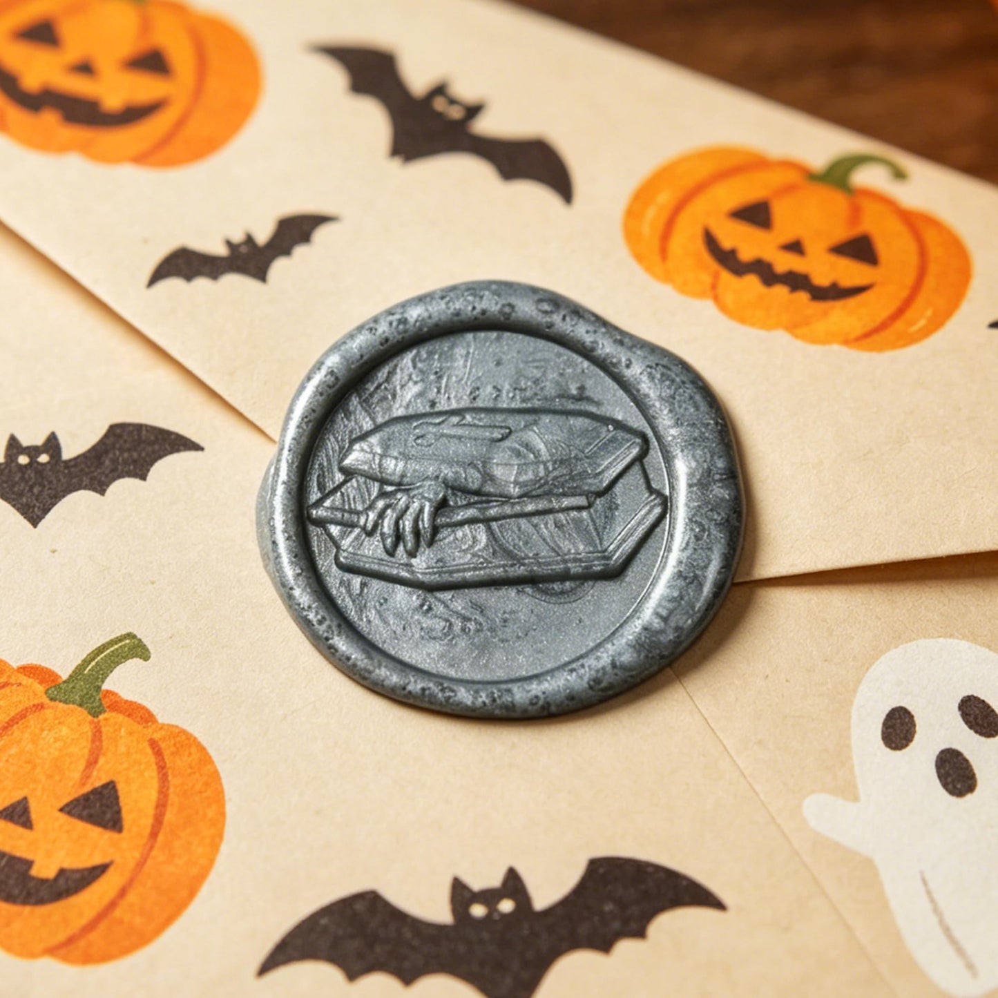 Mceal Wax Seal Stamp Head, 3D Embossed Relief for DIY Crafts, Wedding Invitations, Gift Wrapping, Halloween Collection (Howling Wolf)