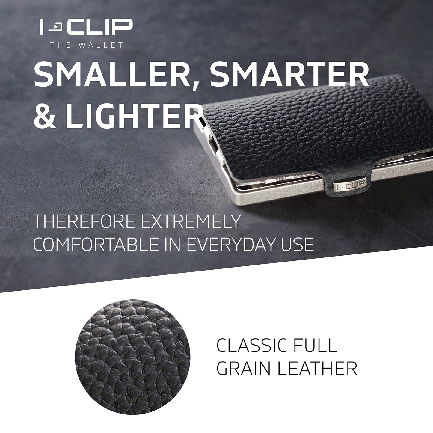 I-CLIP, Premium Men's Leather Wallet, Versatile Changeable Money clip, Secure Card Holder, Compact Men's Wallet Minimalist, Sleek Slim Design, Perfect Money Clip Wallet for Men - Black