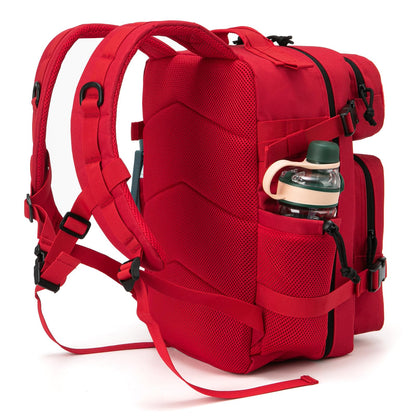 QT&QY 25L Military Tactical Backpacks For Women Survival Army Laser cut Molle Daypack small EDC Bug Out Bag Gym Rucksack With Dual Cup Holders medical Rucksack Red heavy duty backpack