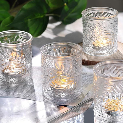 12 pcs Clear Votive Candle Holders, Glass Candle Holders for Home Decor, Tea Light Candle Holder for Wedding Table Centerpiece Decor