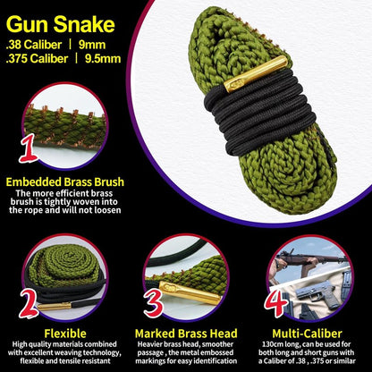 FLIDUKK 9mm Bore Cleaner+ 5oz CLP Oil (Needle+Spray) Gun Cleaning Kits,Gun Cleaning Supplies with Bore Cleaning Snake,Gun Cleaning Patches,6-inch Long Swabs,Gun Brushes,Metal Pick,Gun Cloth,Glove,Box