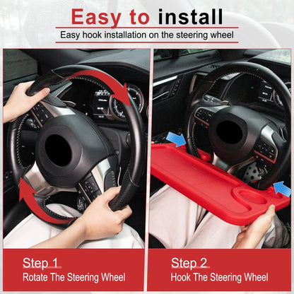 JUSTTOP Car Steering Wheel Desk for Laptop,Multipurpose Travel Car Accessories, Car Seat Stand Trays for Eating, Steering Wheel Under Table Console(Black)