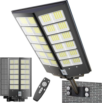 9000W Solar Street Light，Solar Street Lights Outdoor 120000LM, Commercial Parking Lot Light 7000K,Flood Outdoor Lights IP66 Waterproof with Motion Sensor, 3-Year Warranty